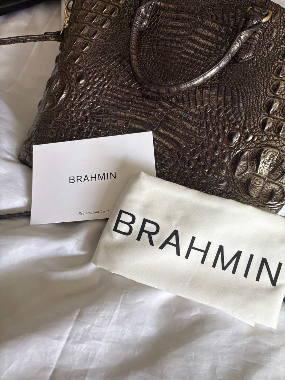 Brahmin Large Duxbury Satchel Umbra Melbourne w/Registration Card & Dust Bag - Picture 7 of 7